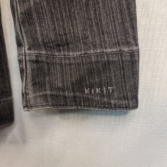 KiKit Maurice Sasson Womens Gray Denim Blazer Jacket M Cotton Light Distress - Picture 7 of 11